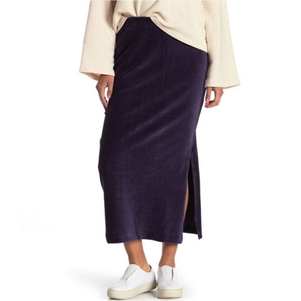 Free People Helen Rib Knit Velvet Skirt Size XS
